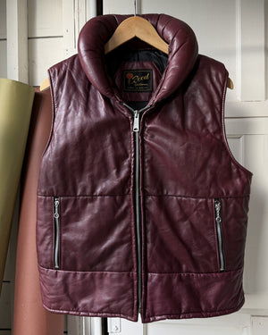 80s Padded Collar Leather Vest | S