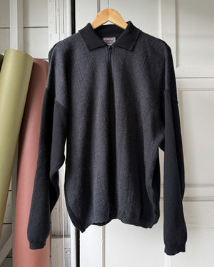 Italian Wool Quarter Zip Sweater | L
