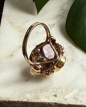 14K Gold & Amethyst Sputnik Ring