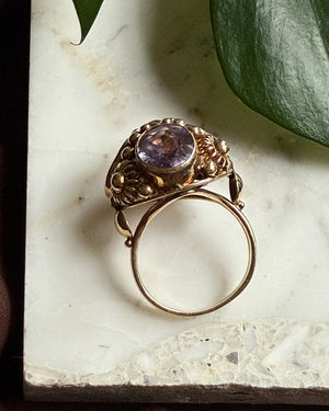 14K Gold & Amethyst Sputnik Ring