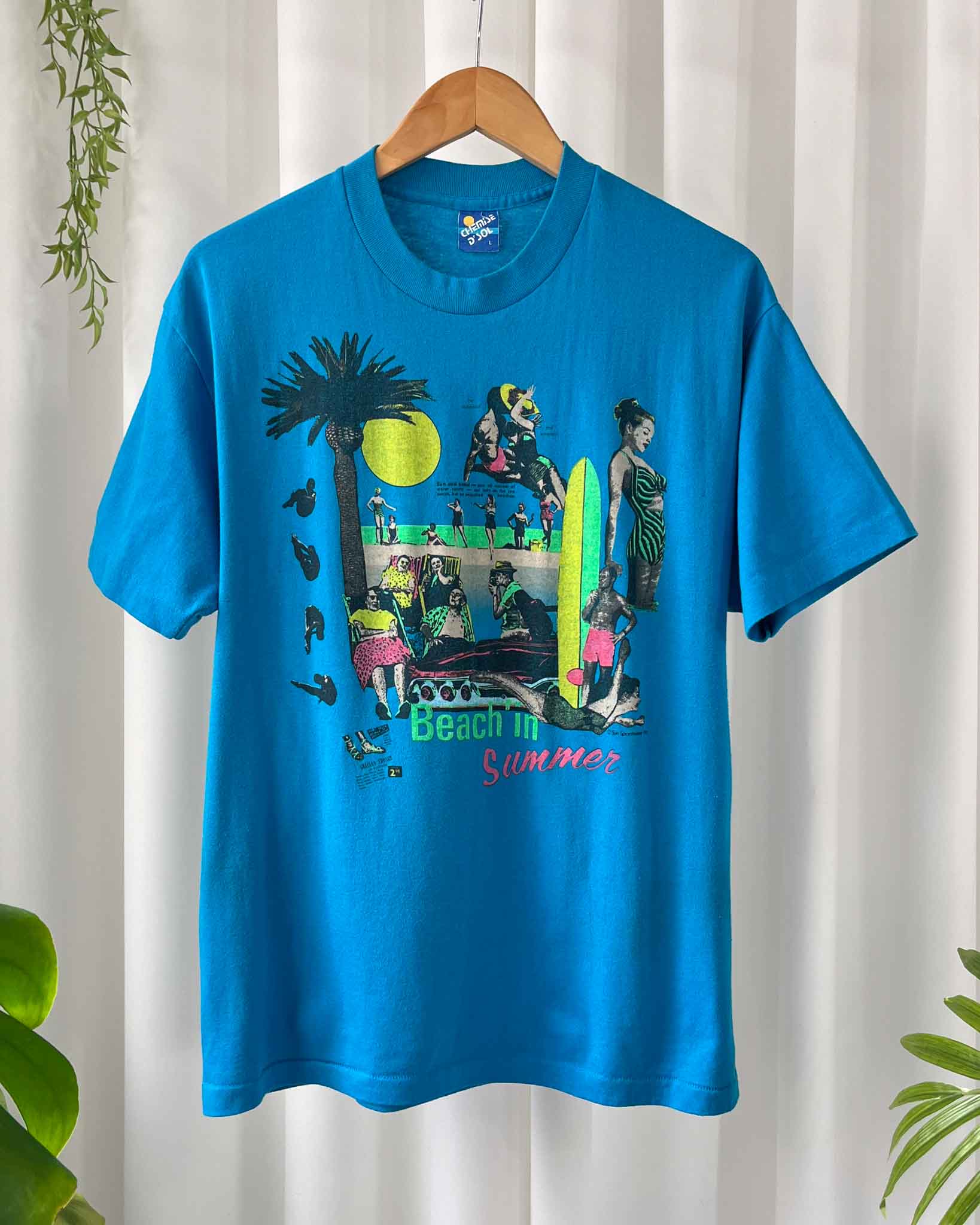 80s Beach Vibes T-Shirt L Lucky Vintage