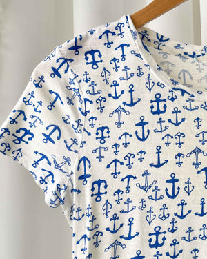 70s Nautical Print Tee | S