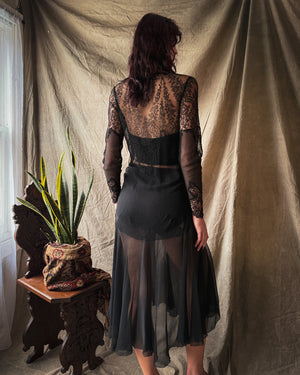 20s Black Lace Gown | M