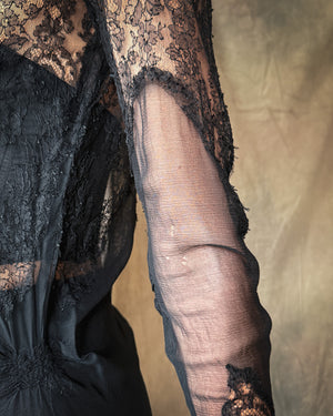 20s Black Lace Gown | M