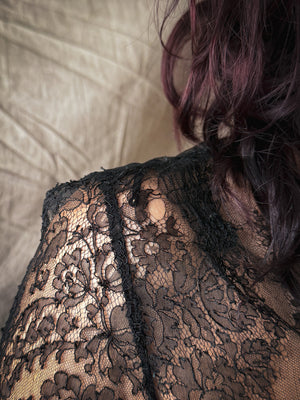 20s Black Lace Gown | M