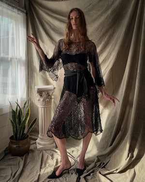 20s Sheer Lace Dress | S