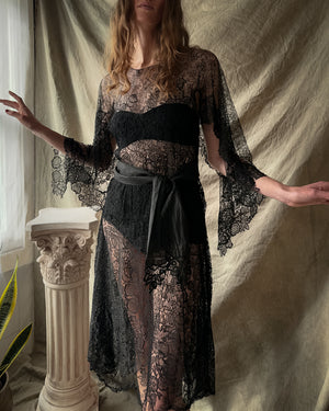 20s Sheer Lace Dress | S
