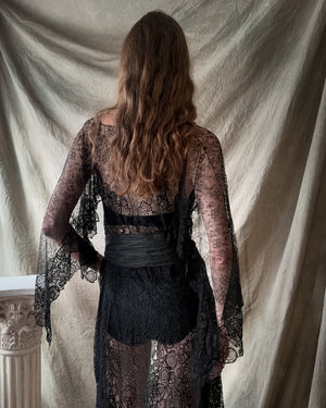 20s Sheer Lace Dress | S