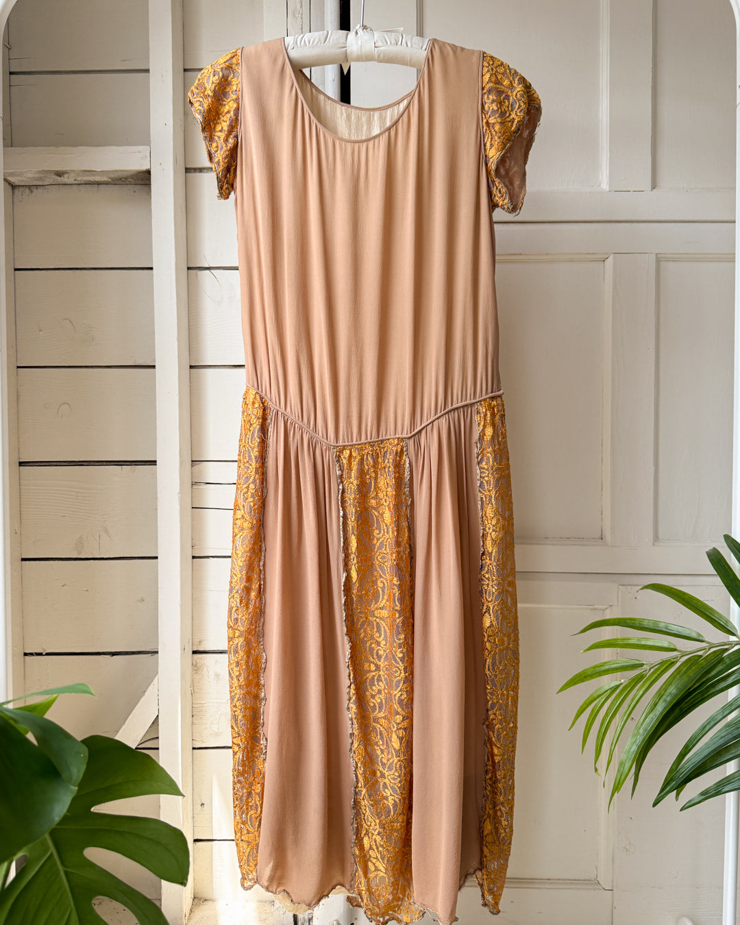 20s Brown Silk Dress | S