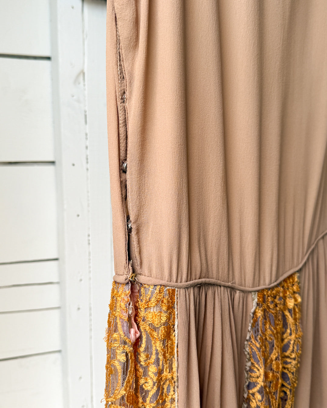 20s Brown Silk Dress | S