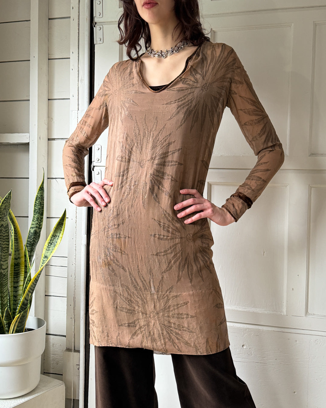 20s Sheer Metallic Tunic | S