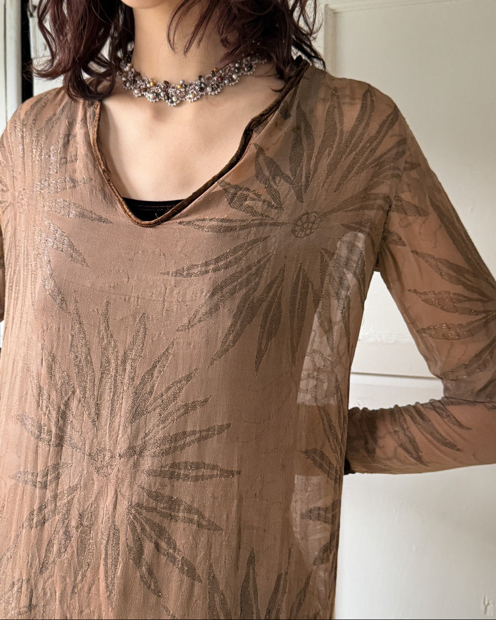 20s Sheer Metallic Tunic | S