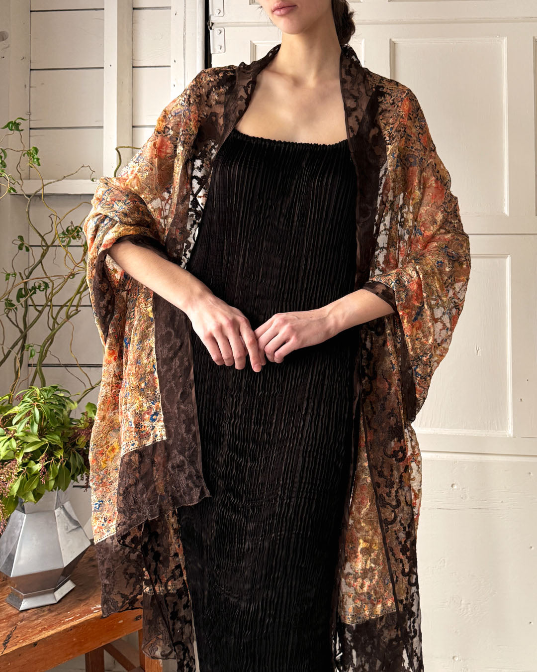 20s Printed Devoré Silk Velvet Shawl