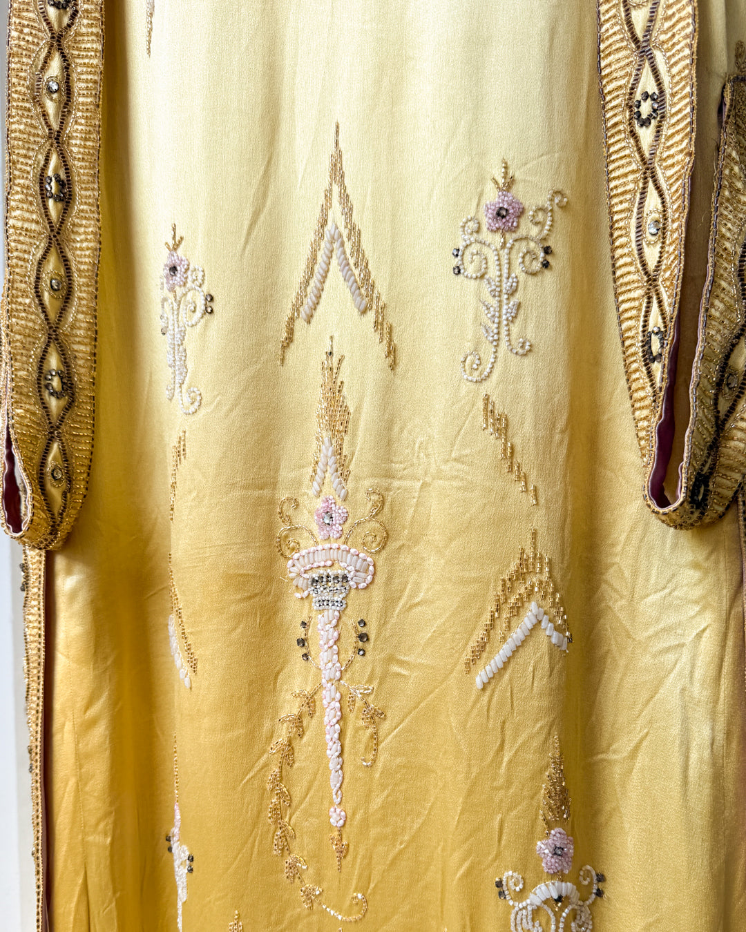 20s Gold Silk Beaded Dress