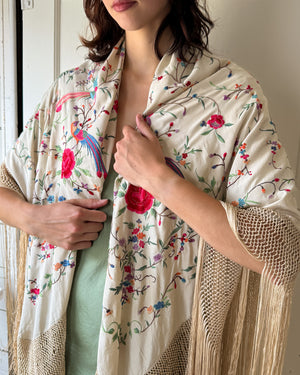 20s Bird of Paradise Silk Shawl