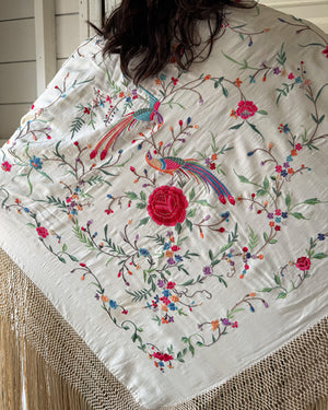 20s Bird of Paradise Silk Shawl