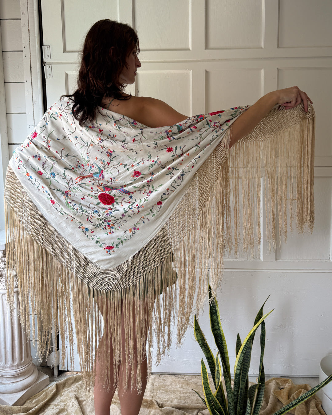 20s Bird of Paradise Silk Shawl