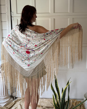 20s Bird of Paradise Silk Shawl