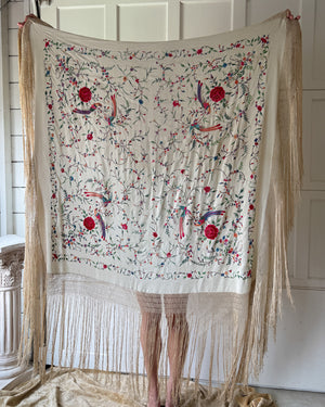 20s Bird of Paradise Silk Shawl