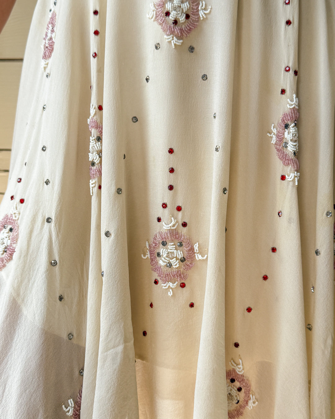 20s Crystal Studded Silk Cutout Dress | XS