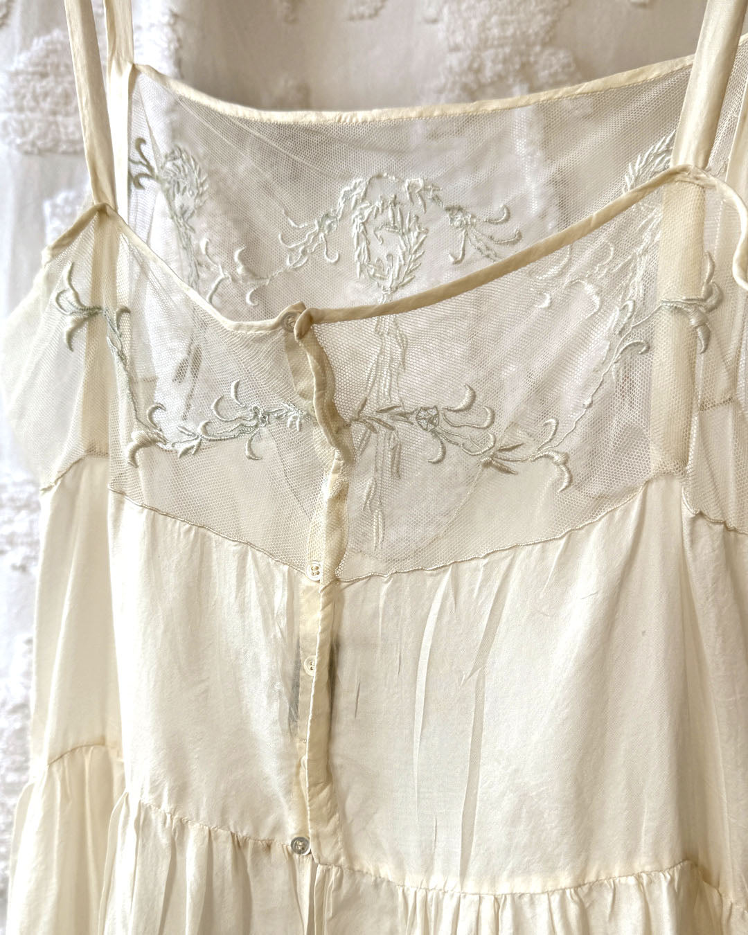 20s-30s Ivory Silk Step In Romper | XS