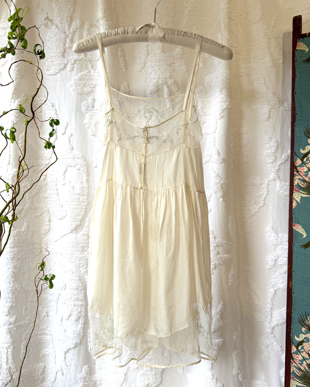 20s-30s Ivory Silk Step In Romper | XS