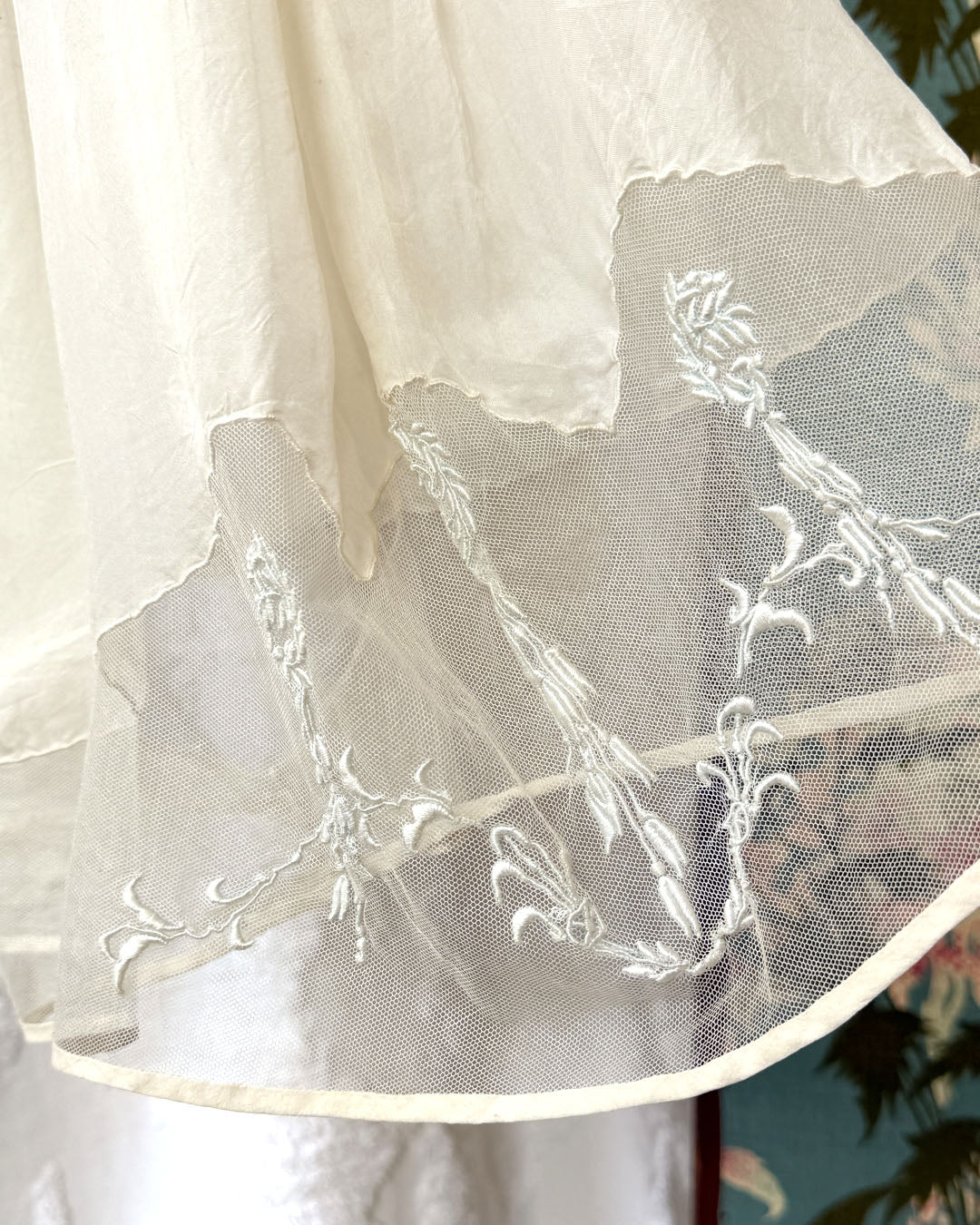 20s-30s Ivory Silk Step In Romper | XS