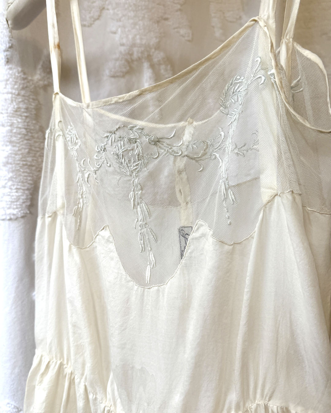 20s-30s Ivory Silk Step In Romper | XS