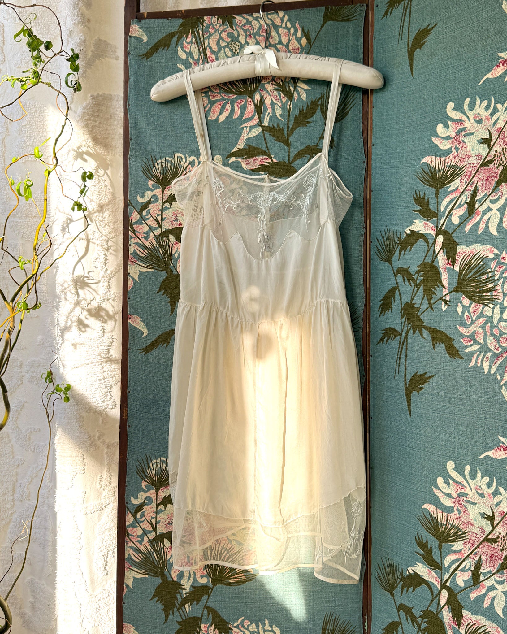 20s-30s Ivory Silk Step In Romper | XS