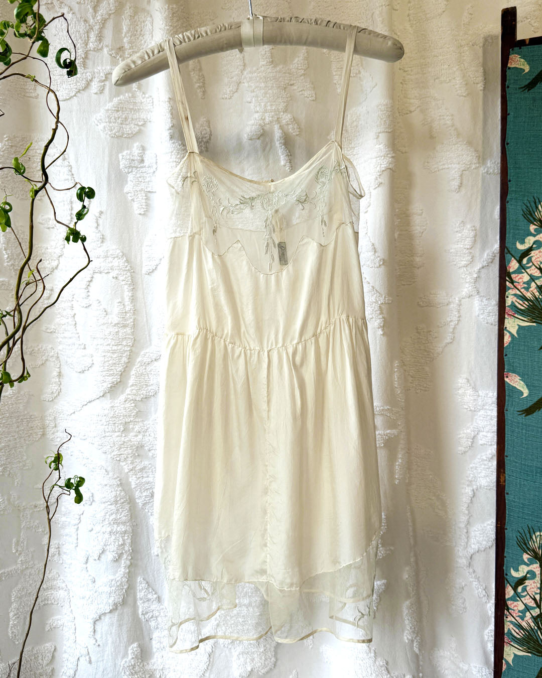 20s-30s Ivory Silk Step In Romper | XS