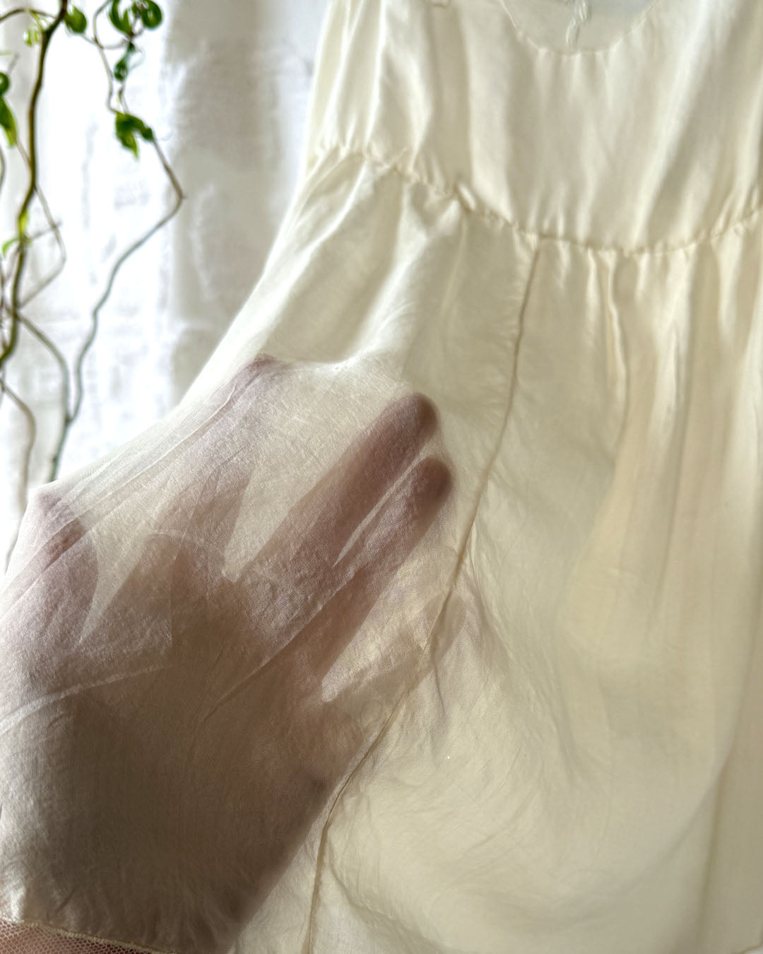 20s-30s Ivory Silk Step In Romper | XS