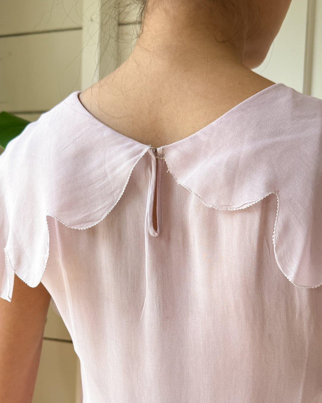 20s Scalloped Silk Dress | XS