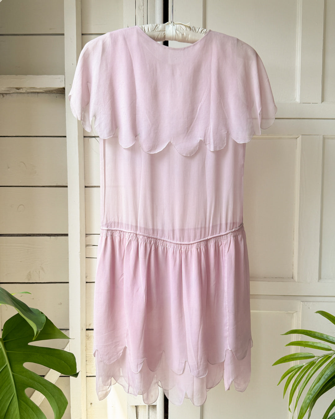 20s Scalloped Silk Dress | XS