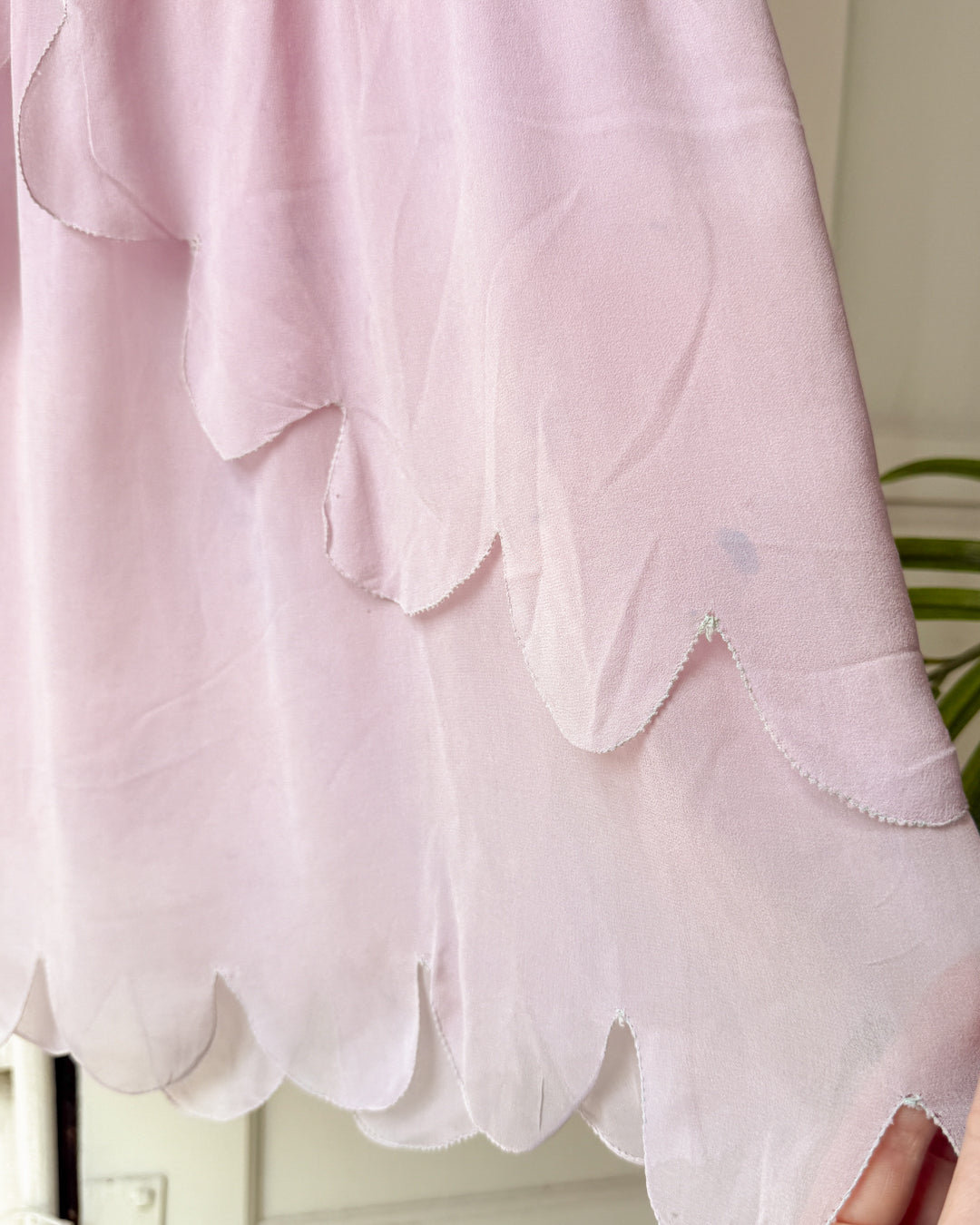 20s Scalloped Silk Dress | XS