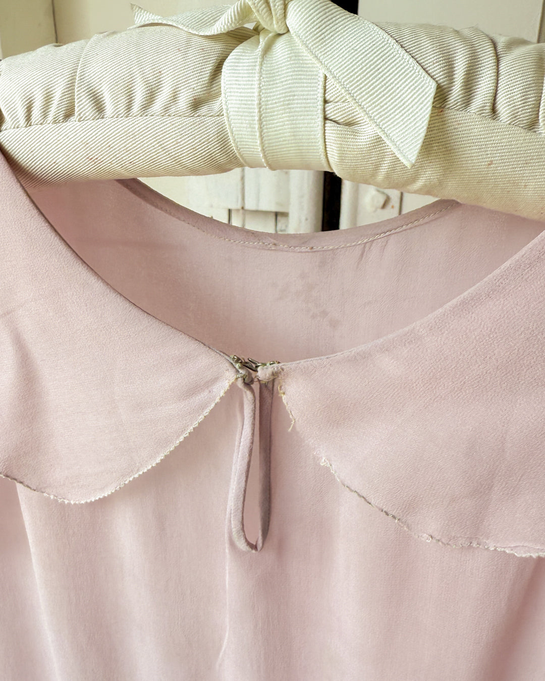 20s Scalloped Silk Dress | XS