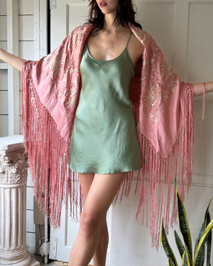20s Pink Silk Piano Shawl