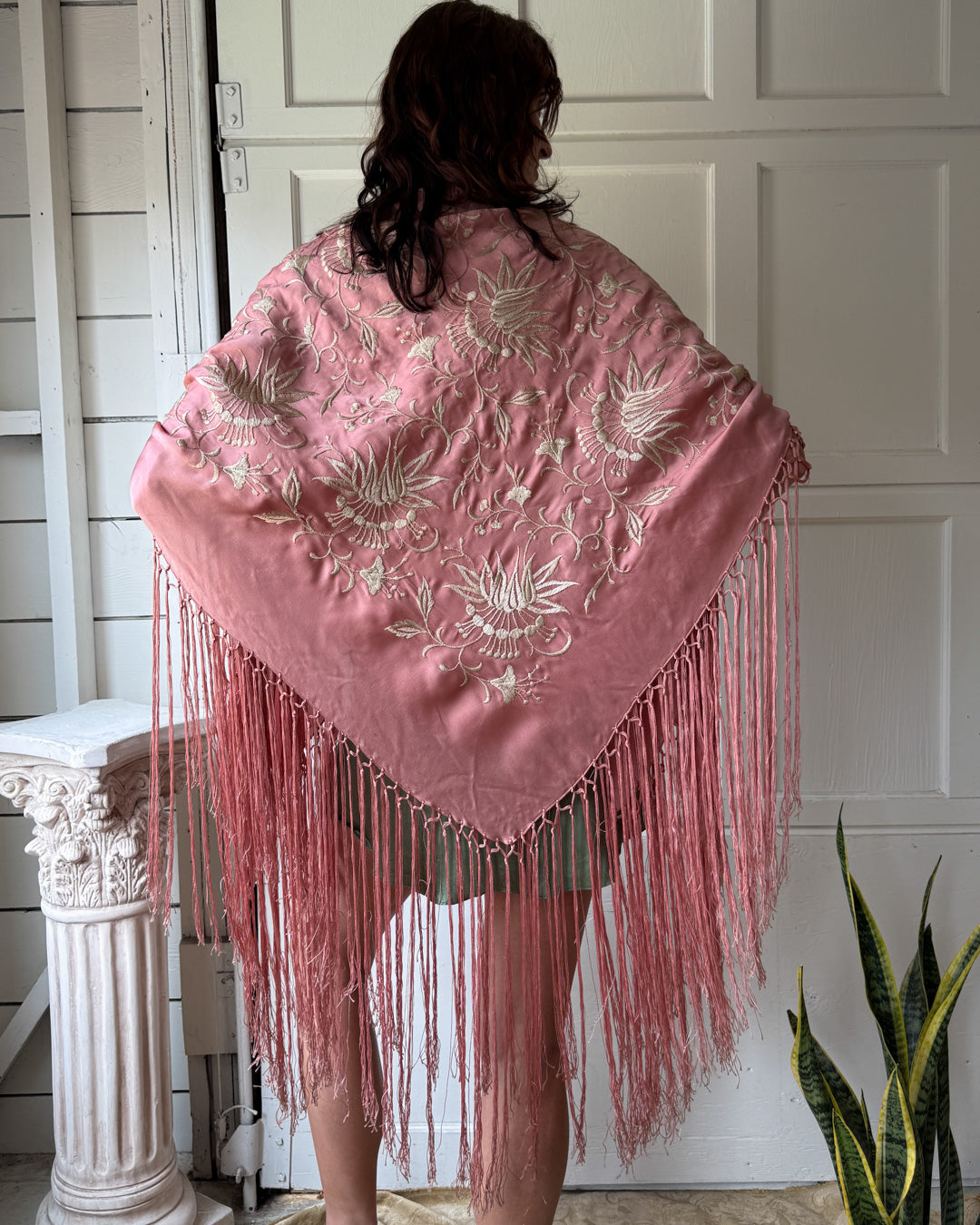 20s Pink Silk Piano Shawl