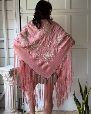 20s Pink Silk Piano Shawl