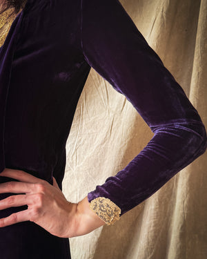 20s Purple Velvet Dress | S