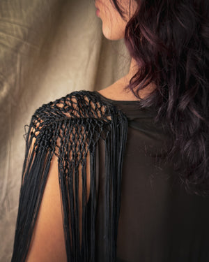 20s Sheer Silk Fringe Dress | S-M
