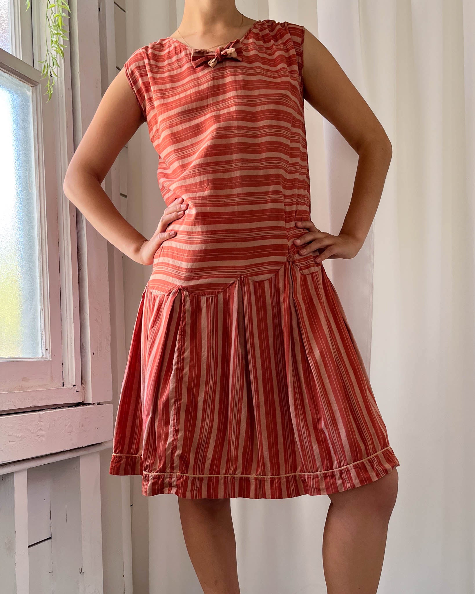 20s Striped Silk Dress | XS-S