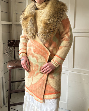 Art Deco Wool Blanket Coat | S-M