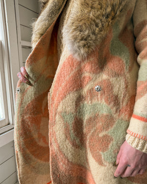 Art Deco Wool Blanket Coat | S-M