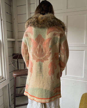 Art Deco Wool Blanket Coat | S-M