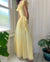 40s Sheer Yellow Net Peplum Gown