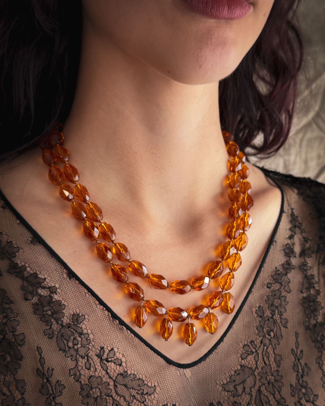 30s Amber Glass Necklace