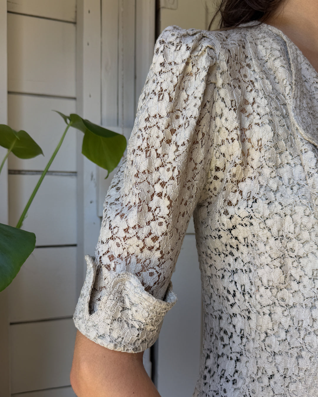 30s Gray Lace Jacket | S