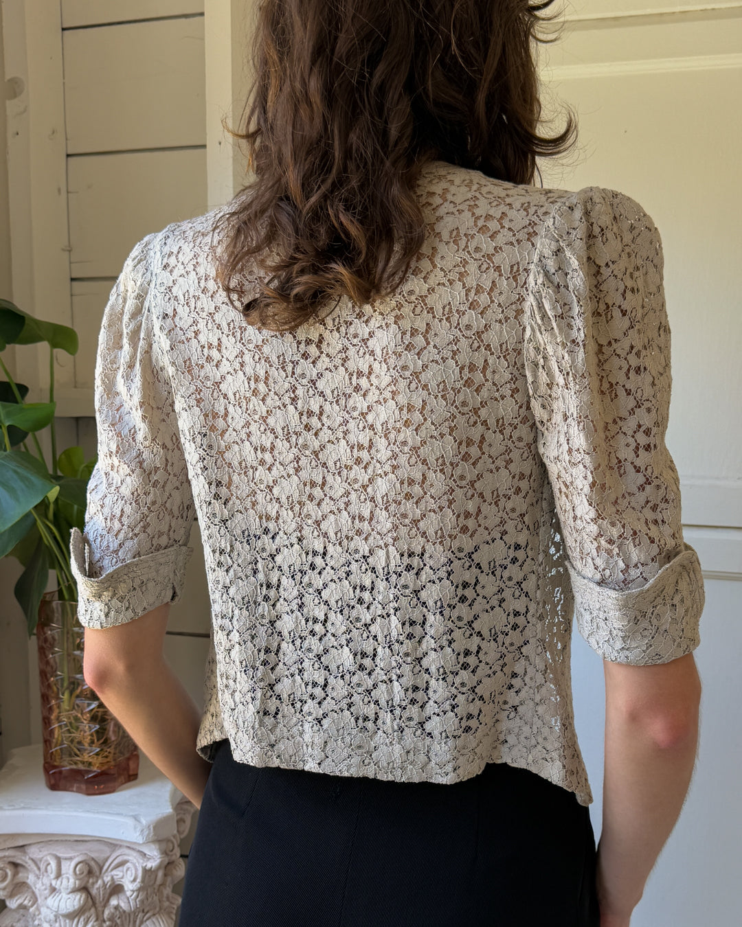 30s Gray Lace Jacket | S