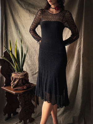 00s Crochet Knit Dress | S-M