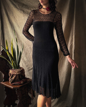 00s Crochet Knit Dress | S-M